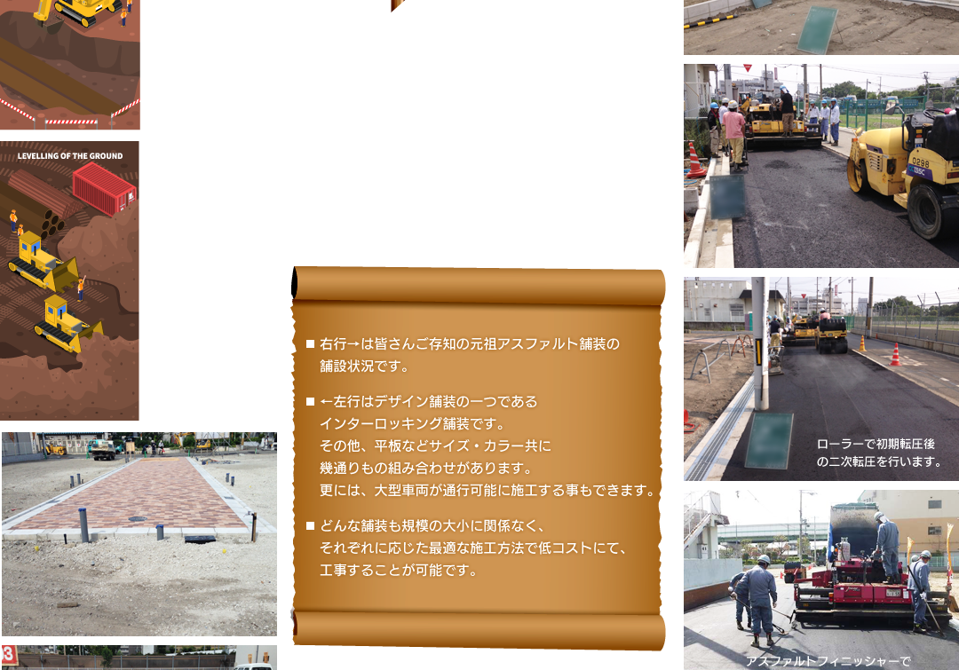ローラーで初期転圧後の二次転圧を行います。